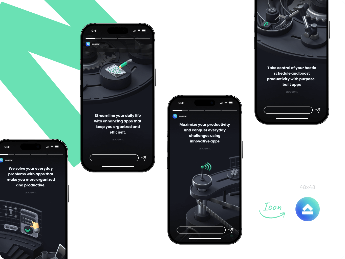 Appsent &ndash; branding for the application developers company - Website Development - Photo 14