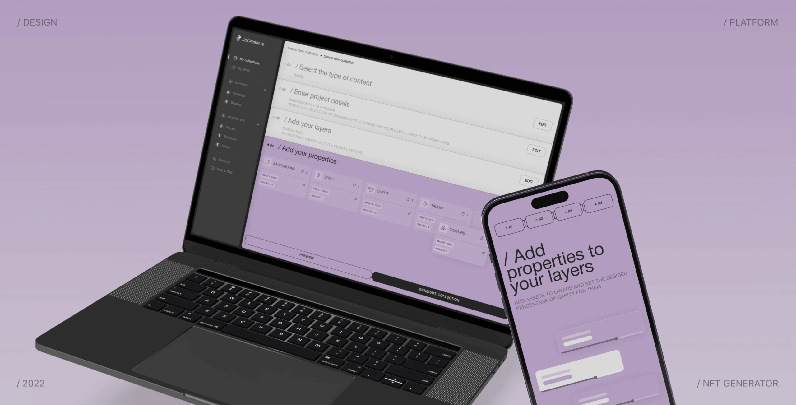 JoCreate &ndash; application for creating NFT collections - Website Development - Photo 1