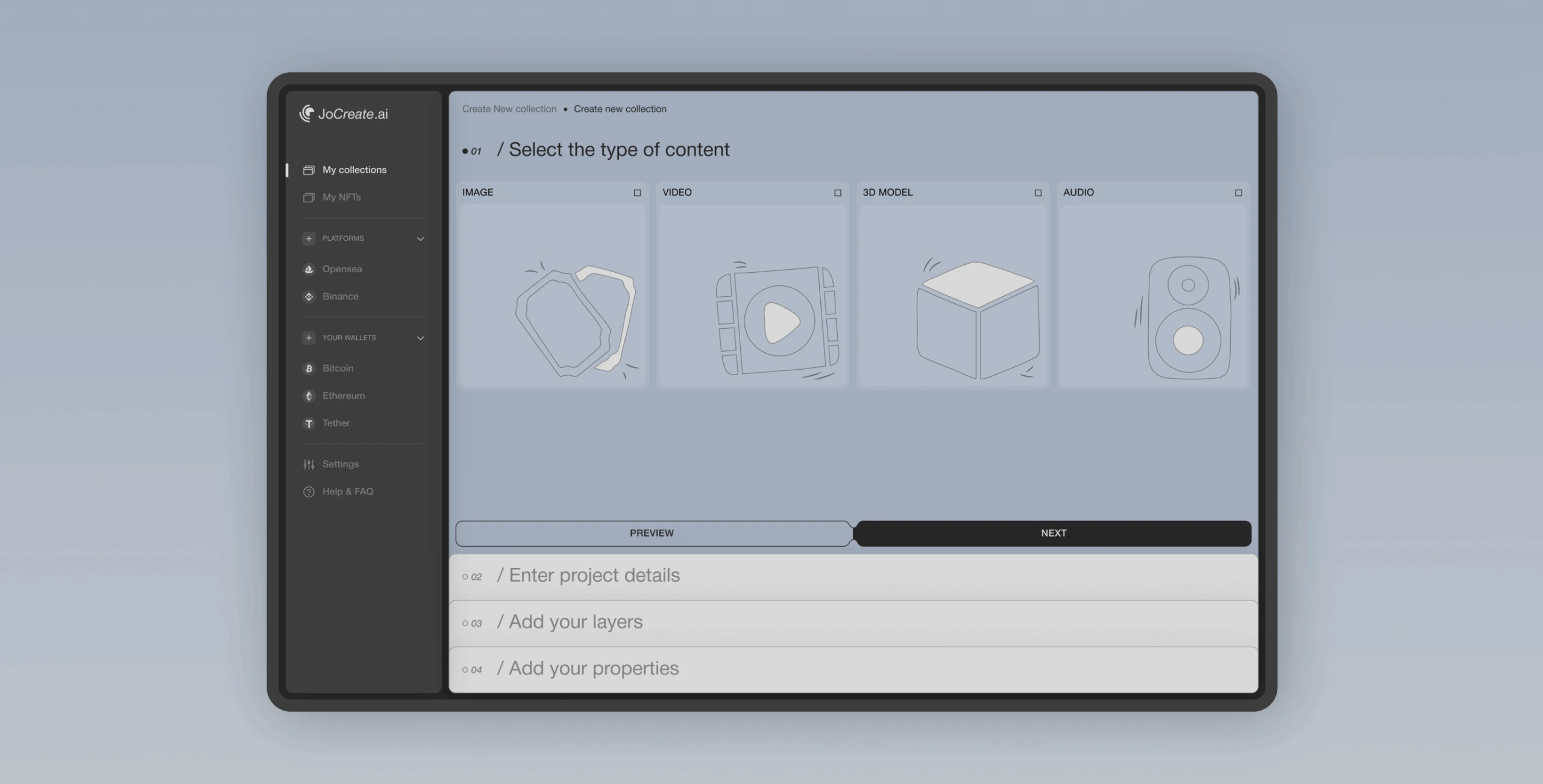 JoCreate &ndash; application for creating NFT collections - Website Development - Photo 14