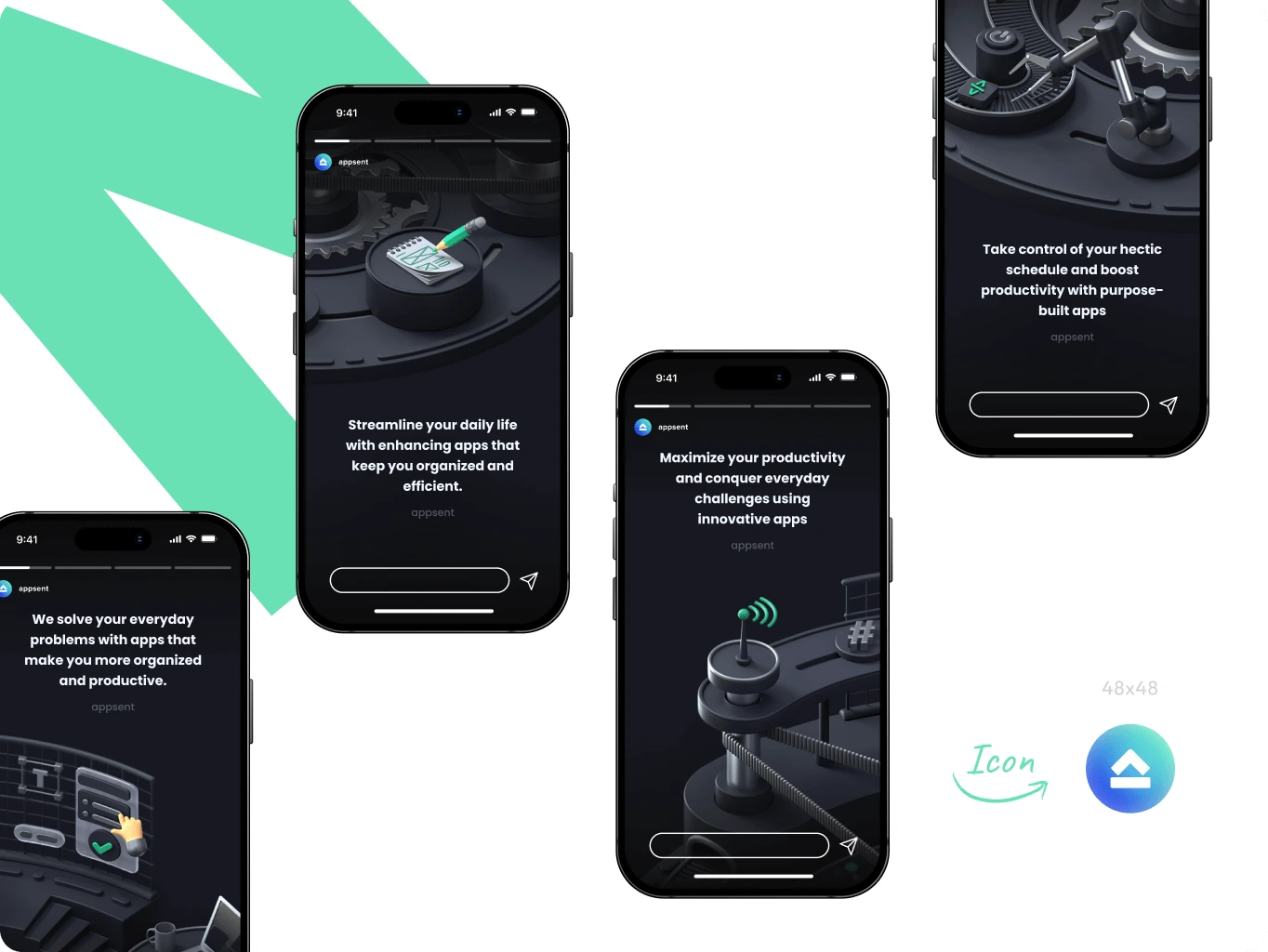 Appsent &ndash; branding for the application developers company - Website Development - Photo 14